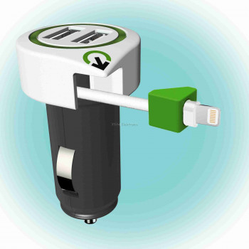 Q2 power Autós USB töltő "Triple USB Car Charger Lightning Connector"