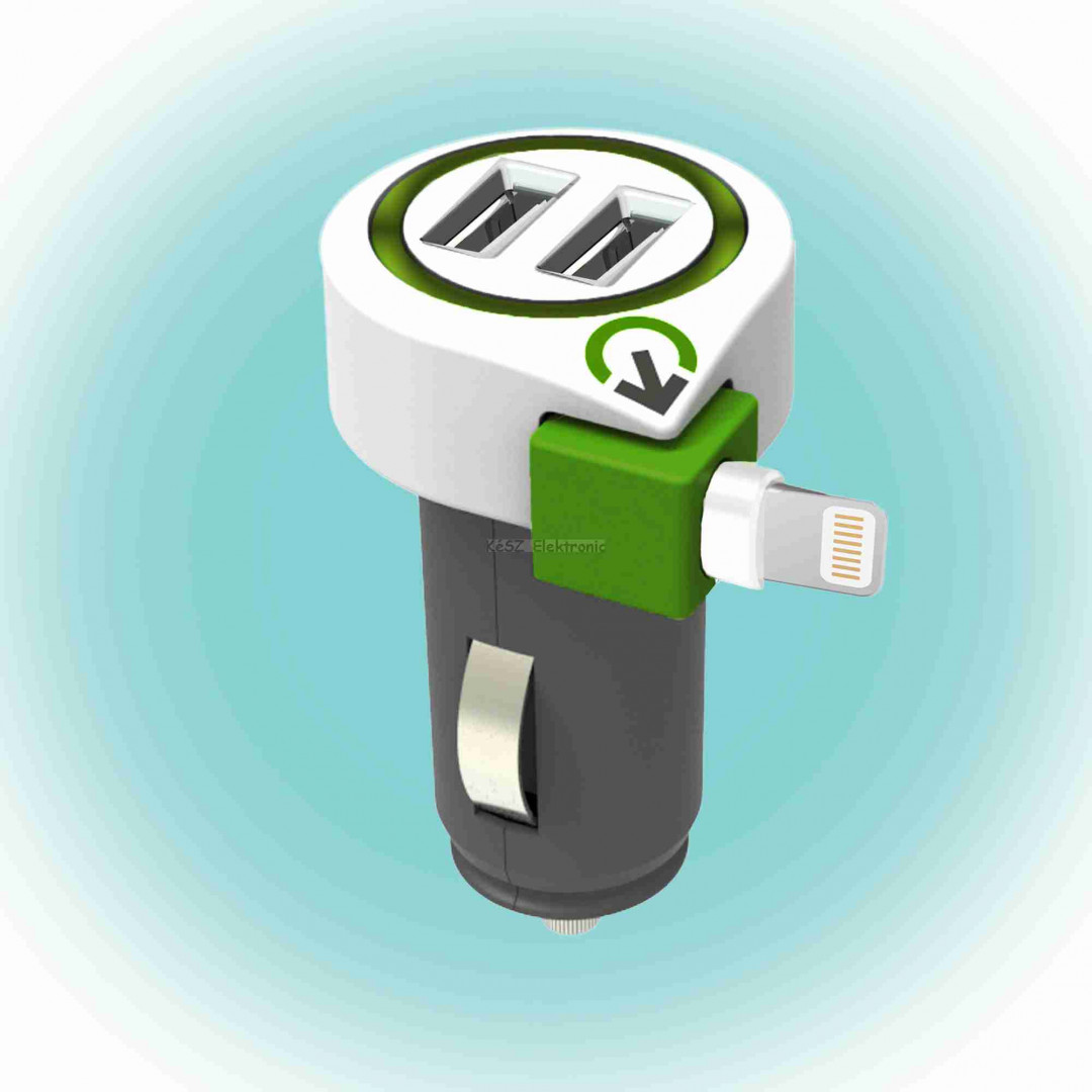 Q2 power Autós USB töltő "Triple USB Car Charger Lightning Connector"