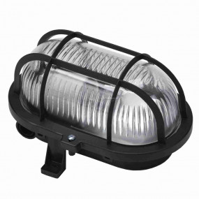 Hajólámpa, ovális, müanyagrácsos, fekete