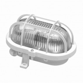 Hajólámpa, ovális, müanyagrácsos, fehér