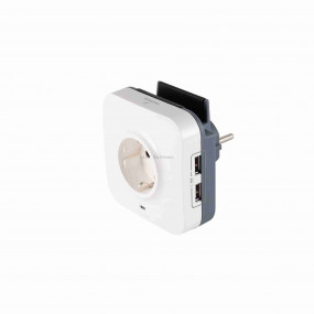2P+F csatlakozóaljzat + 2×USB (IN/OUT) aljzat túlfeszültség-levezetővel 2P+F csatlakozóaljzat + 2×USB (IN/OUT) aljzat túlfeszültség-levezetővel