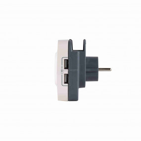 2P+F csatlakozóaljzat + 2×USB (IN/OUT) aljzat túlfeszültség-levezetővel 2P+F csatlakozóaljzat + 2×USB (IN/OUT) aljzat túlfeszültség-levezetővel