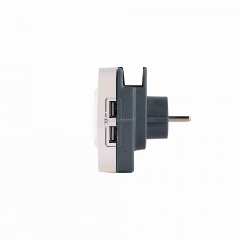 2P+F csatlakozóaljzat + 2×USB (IN/OUT) aljzat túlfeszültség-levezetővel 2P+F csatlakozóaljzat + 2×USB (IN/OUT) aljzat túlfeszültség-levezetővel