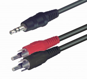 Audió kábel, 3,5 mm sztereó dugó-2 RCA dugó, 5 m Audió kábel, 3,5 mm sztereó dugó-2 RCA dugó, 5 m