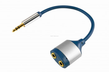 Audió elosztó, 3,5 mm fém sztereó dugó-2x3,5 mm fém sztereó aljzat, 0,15 m