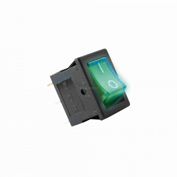Világítós billenőkapcsoló, 12V, 1ák, zöld