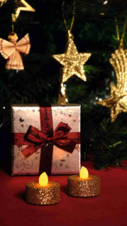 LED-es teamécses, arany glitter