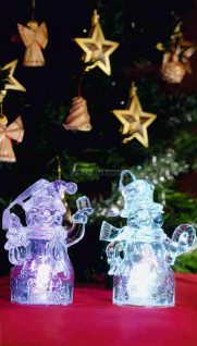 LED-es dekoráció, Mikulás+hóember, 4,5V