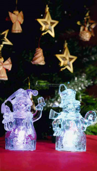 LED-es dekoráció, Mikulás+hóember, 4,5V