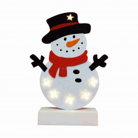 LED-es asztali dekoráció, filc, hóember, 4,5V LED-es asztali dekoráció, filc, hóember, 4,5V