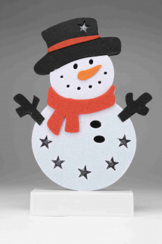 LED-es asztali dekoráció, filc, hóember, 4,5V