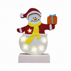 LED-es asztali dekoráció, filc, hóember, 4,5V LED-es asztali dekoráció, filc, hóember, 4,5V