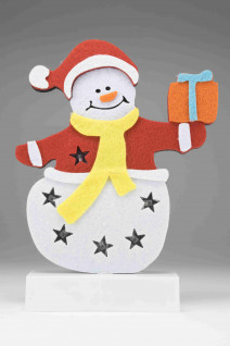 LED-es asztali dekoráció, filc, hóember, 4,5V
