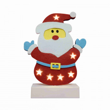 LED-es asztali dekoráció, filc, Mikulás, 4,5V