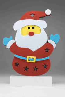 LED-es asztali dekoráció, filc, Mikulás, 4,5V