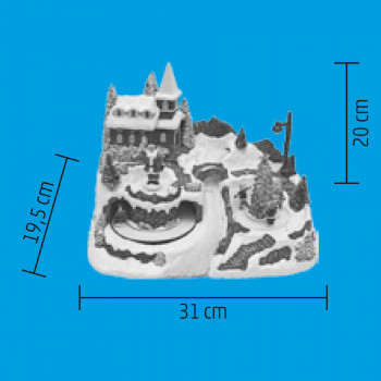 Világító karácsonyi falu, mozgó szánnal, mikulással gyermekekkel Világító karácsonyi falu, mozgó szánnal, mikulással gyermekekkel