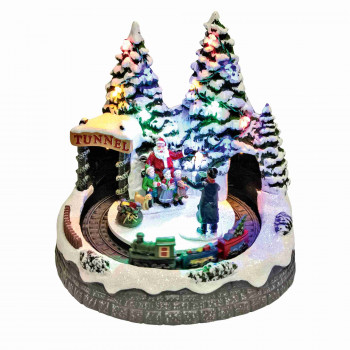 Világító karácsonyi életkép, fényképésszel, Mikulással és vonattal Világító karácsonyi életkép, fényképésszel, Mikulással és vonattal