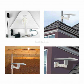 Kültéri antenna erősítővel, 56dB, DVB-T/T2