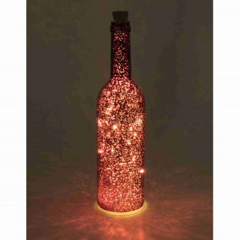 LED-es üvegpalack dekoráció, piros