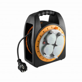 Kábeldob, 4 földelt aljzat, 15 m, IP44, 3 x 1,0 mm² Kábeldob, 4 földelt aljzat, 15 m, IP44, 3 x 1,0 mm²