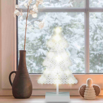 LED-es asztali dísz, fenyőfa, 4,5V