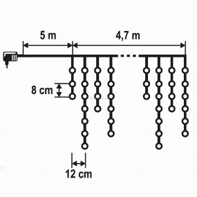 LED-es jégcsap fényfüggöny, 8 programos, 4,7m, IP44, 230V