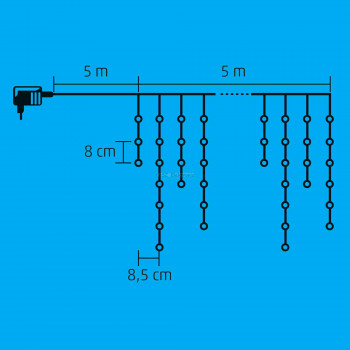 LED-es jégcsap fényfüggöny, sziporkázó, 5m, IP44, 230V