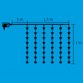 LED-es fényfüggöny, csillag, 1,5x1m, 230V