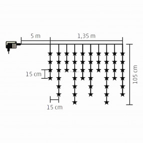 LED fényfüggöny csillag dekorációval LED fényfüggöny csillag dekorációval