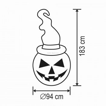 Felfújható Halloween tök, kalappal Felfújható Halloween tök, kalappal