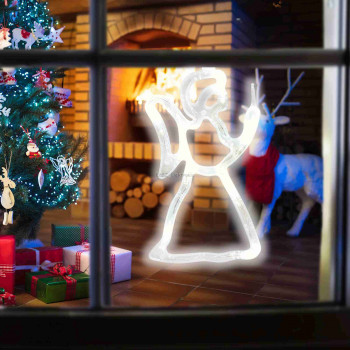 LED-es ablakdísz, angyal, 19cm, 4,5V