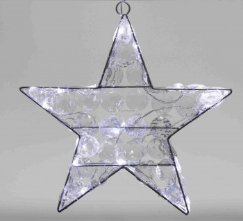 LED-es csillagdekoráció, akril, 4,5V