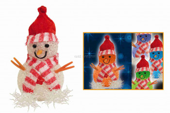 LED-es dekoráció, hóember, 12cm, 4,5V