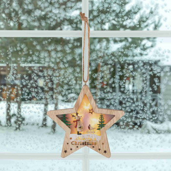 Fa ablak-, ajtódísz, csillag