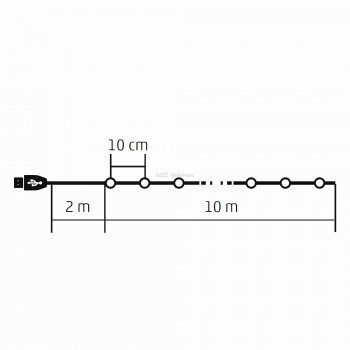 Micro-LED-es fényfüzér távirányítóval