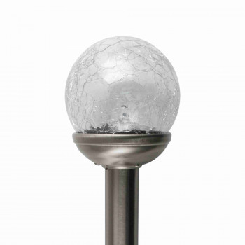 Napelemes kerti lámpa, fém, üveggömb