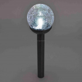 Napelemes kerti lámpa, fém, üveggömb