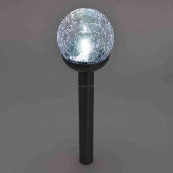 Napelemes kerti lámpa, fém, üveggömb