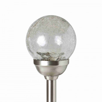 Napelemes kerti lámpa, fém, színváltós, üveggömb