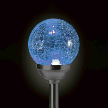 Napelemes kerti lámpa, fém, színváltós, üveggömb