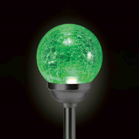 Napelemes kerti lámpa, fém, színváltós, üveggömb