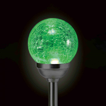 Napelemes kerti lámpa, fém, színváltós, üveggömb