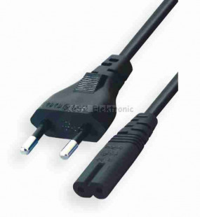 Hálózati csatlakozókábel, 2x0,5, 1,5m