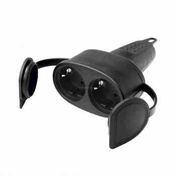 Földelt dupla aljzat egyenes kábelvezetéssel Földelt dupla aljzat egyenes kábelvezetéssel