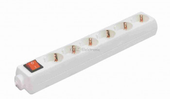 Hálózati elosztó, szerelhető, kapcsolós, 6 aljzat Hálózati elosztó, szerelhető, kapcsolós, 6 aljzat