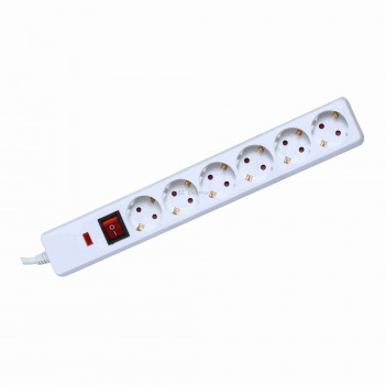 Túlfeszültség védett hálózati elosztó, kapcsolós, 6 aljzat, 1,5m