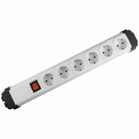 Hálózati elosztó, kapcsolós, 6 aljzat, 90°-ban elfordított aljzatok, 2m Hálózati elosztó, kapcsolós, 6 aljzat, 90°-ban elfordított aljzatok, 2m