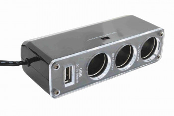 Szivargyújtó elosztó, hármas + USB aljzat