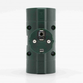 Hálózati elosztó T-alakú, 3 földelt aljzat, zöld