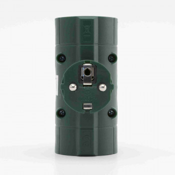 Hálózati elosztó T-alakú, 3 földelt aljzat, zöld